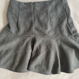Suede Asymmetrical Skirt - Olive Green - 2